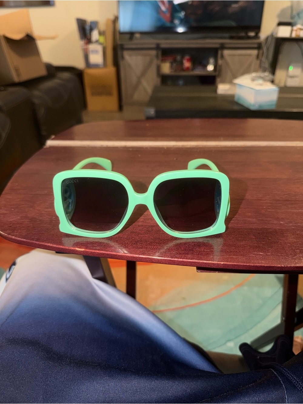 Gucci Mint Green Oversized Square Sunglasses